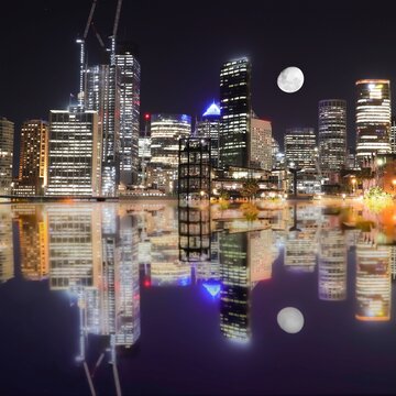 vibrant colours of Sydney CBD at night NSW Australia © Elias Bitar