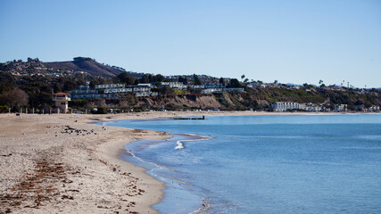 Nearly empty public beach in southern California due to Covid-19