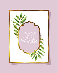 invitation letter with green leaves decoration on a pink background