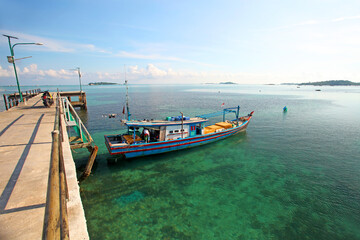 Fototapeta premium Tanjung Binga or the Fisherman's Village in Belitung Island, Indonesia.