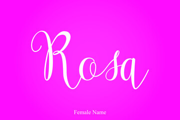 Rosa Female Name Brush Calligraphy White Color Text On Pink Background