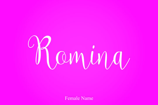 Romina Female Name Brush Calligraphy White Color Text On Pink Background