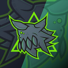 Monster Creature Fantasy Head Cartoon Logo Mascot illustration. Esport, Team, Game, Asset, Sticker, Print.