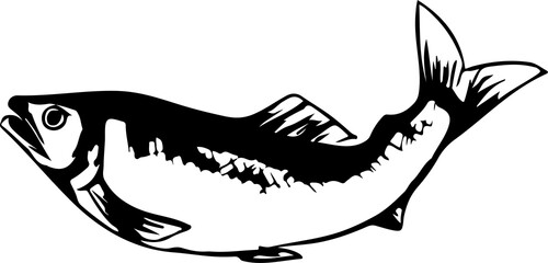 ジャンプする鮎の線画イラスト