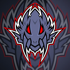 Red Demon Monster Creature Fantasy Head Cartoon Logo Mascot illustration. Esport, Team, Game, Asset, Sticker, Print.
