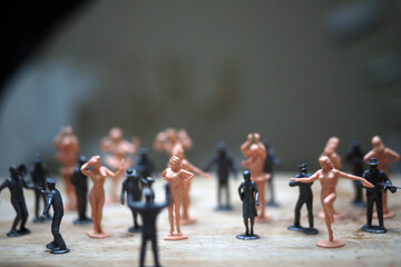 close up picture of toys depicting social unrest