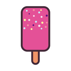 ice cream with stick and sparkles line and fill style icon vector design