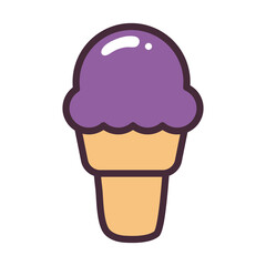 ice cream cone line and fill style icon vector design
