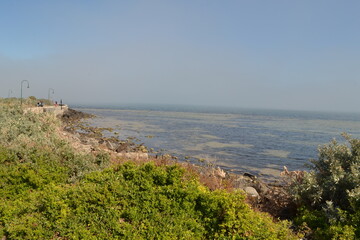 view of the coast of the sea from the top of a mountain 