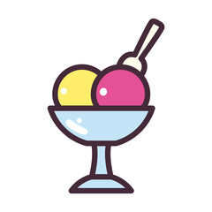 ice cream cup with spoon line and fill style icon vector design
