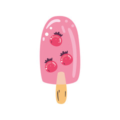 pink ice cream with stick flat style icon vector design