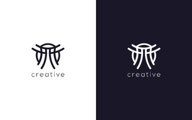 Letter A monogram logo design, creative vector line based icon template