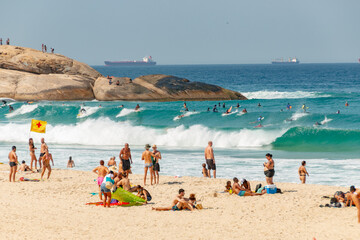 ipanema beach in Rio de Janeiro, Brazil. - obrazy, fototapety, plakaty