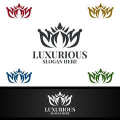 Fototapeta na wymiar Crown Luxurious Royal Logo for Jewelry, Wedding, Hotel or Fashion
