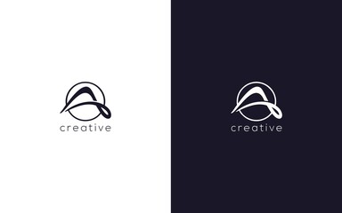 simple letter A with circle line logotype, creative vector based icon template