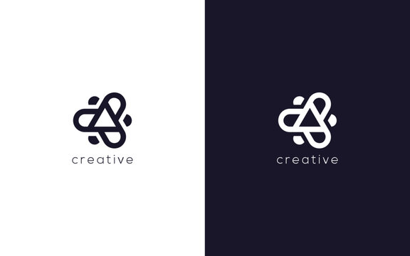creative letter A with abstract team work logotype, vector based icon template