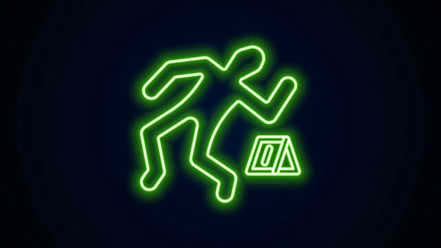 Glowing neon line Crime scene icon isolated on black background. 4K Video motion graphic animation.