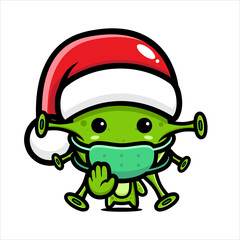 Obraz premium virus characters wear Santa hats wearing masks