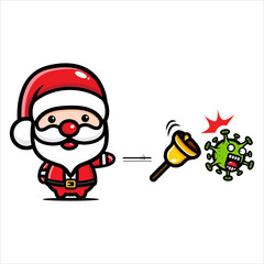 Cute Santa Claus characters fight against viruses