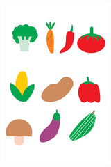 Cartoon illustration of fresh vegetables