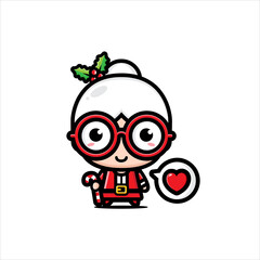 Cute granny character wearing Santa costume