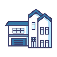 house with windows line and fill style icon vector design