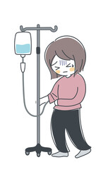 点滴をしながら歩行する人・ベクター3