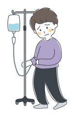 点滴をしながら歩行する人・ベクター2