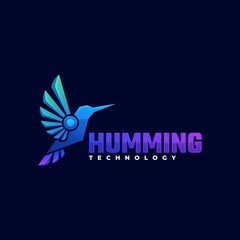 Vector Logo Illustration Humming Gradient Colorful Style.