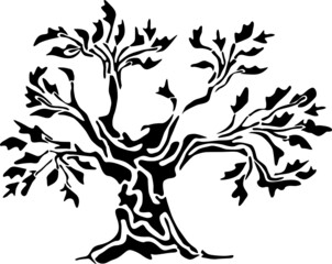 Cork oak tree made in decorative style - 397360199