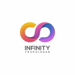 Logo illustration infinity unlimited gradient colorful Vector design