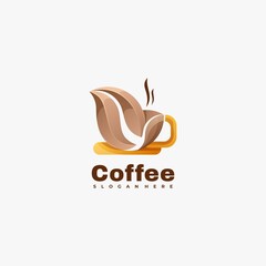 Vector Logo Illustration Coffee Gradient Colorful Style.