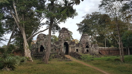 Fototapeta na wymiar Cambodia. Preah Khan Kampong Svay temple. The Buddhist temple was built at the end of the 12th century. Angkor period. Kampong Thom city. Kampong Svay province. 