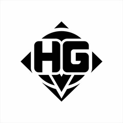HG Logo monogram with circle shape and square rotate rounded design template
