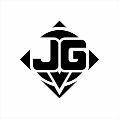 JG Logo monogram with circle shape and square rotate rounded design template