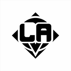 LA Logo monogram with circle shape and square rotate rounded design template