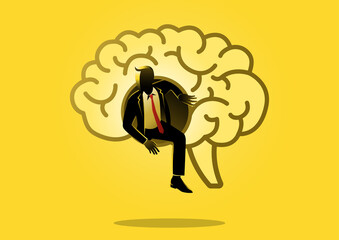 Naklejka premium Businessman getting out. Vector illustration