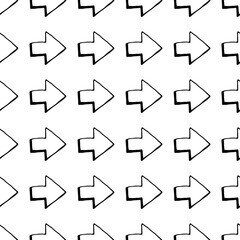 Seamless pattern with arrows motif. Minimalist abstract background. Simple modern print with right pointers. Digital paper, textile print. Doodle vector art.