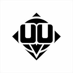 UU Logo monogram with circle shape and square rotate rounded design template