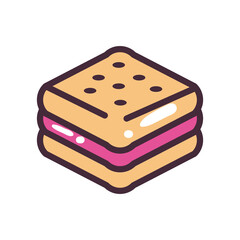 ice cream cookie line and fill style icon vector design
