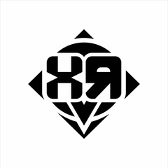 XR Logo monogram with circle shape and square rotate rounded design template