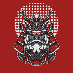 Santa samurai illustration design with robotic theme