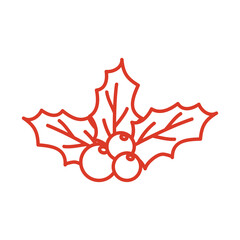 merry christmas berries with leaves vector design