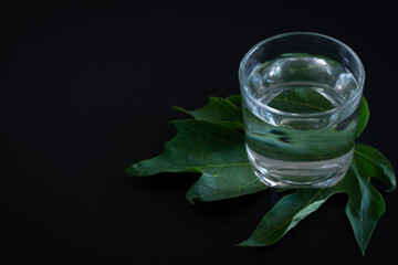 Glass of water on the black table, concept of food and drink, healthy,Health care concept