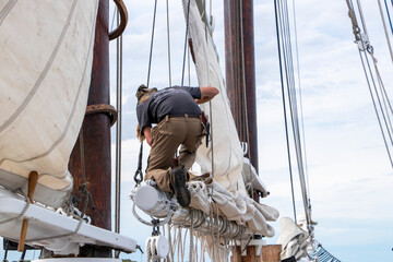 rigging of a sailing ship - obrazy, fototapety, plakaty
