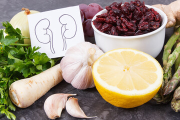 Natural food for healthy kidneys. Nutritious eating containing vitamins