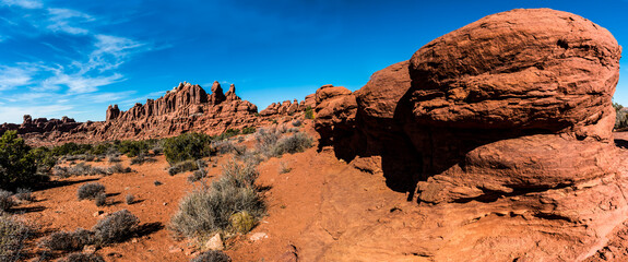 The Red Sandstone Formations of The Klondike Bluffs on The Tower Arch Trail, Arches National Park,...