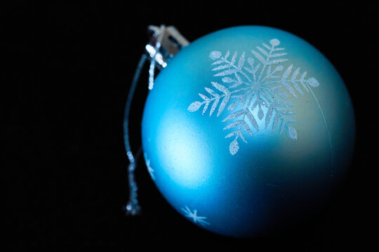 blue christmas ball with snowflake pattern