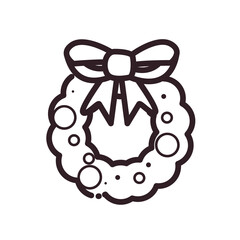 merry christmas clown with bow line style icon vector design
