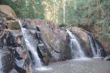 Nan,Thailand-November 22,2020:
Sapan Waterfall in Bo Kluea District